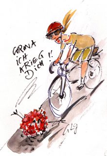 Fahrradfahrerin : Corona ich krieg Dich - Laufenberg